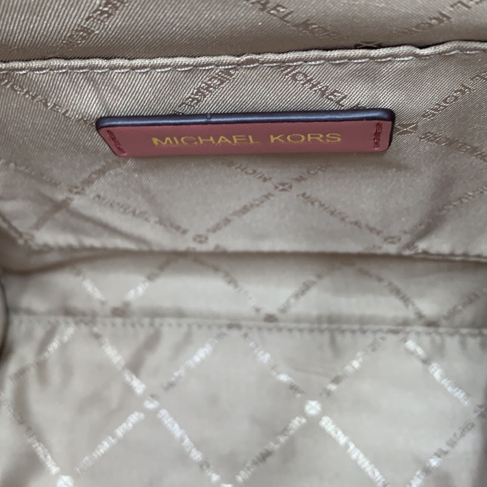MICHAEL KORS AVRIL SMALL LEATHER TOP ZIP SATCHEL ROSE COLOR - Picture 12 of 16